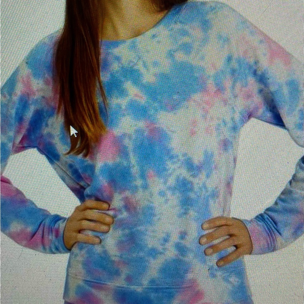 Sanctuary tie dye pink blue ombré modal blend relaxed fit sweater, size S boho